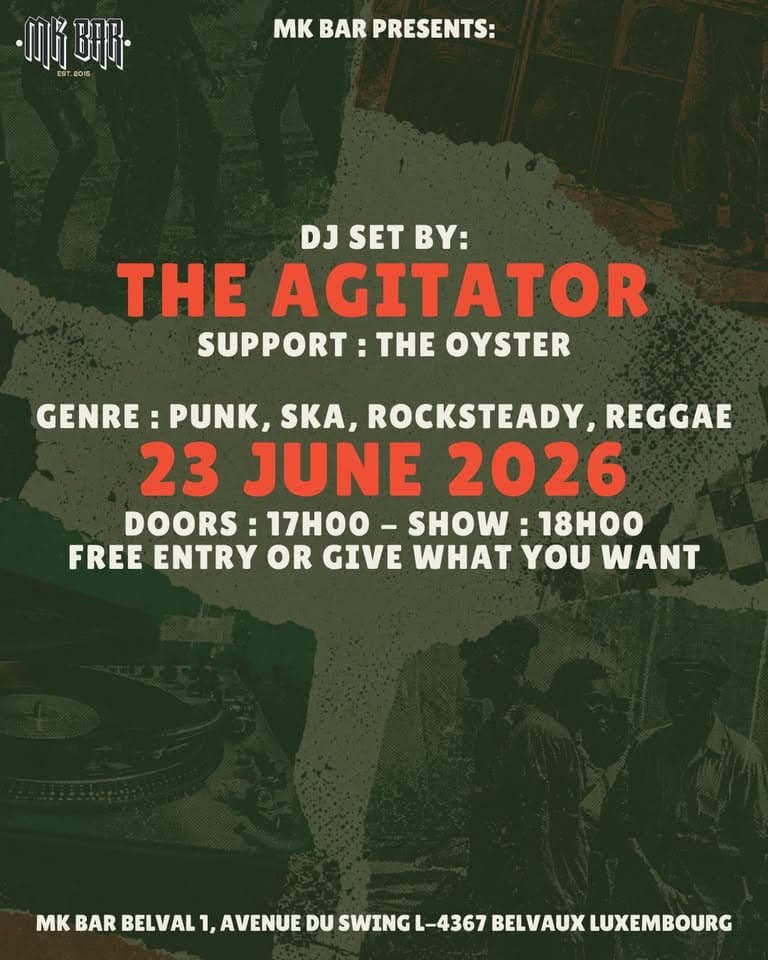 Punk, Ska, Rocksteady, Reggae DJ set by The Agitator & The Oyster at MK Bar