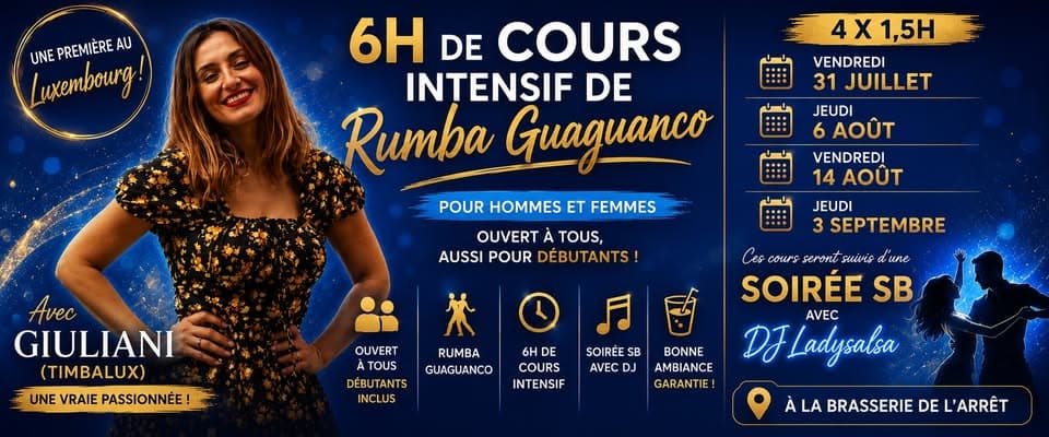 6h de cours intensif de Rumba Guaguancó avec Giuliana pour hommes et femmes (4x1,5h)