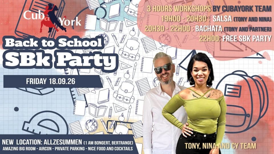 Free SBK Party, Salsa and Bachata Workshops, New Location