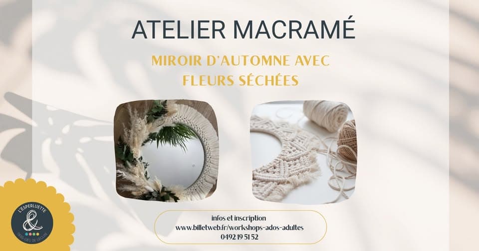 Atelier macramé : miroir d'automne avec fleurs séchées