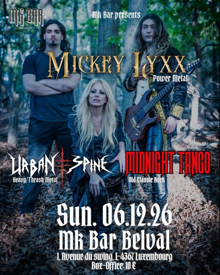 Rock & Metal Show: Mickey Lyxx + Urban Spine & Midnight Tango