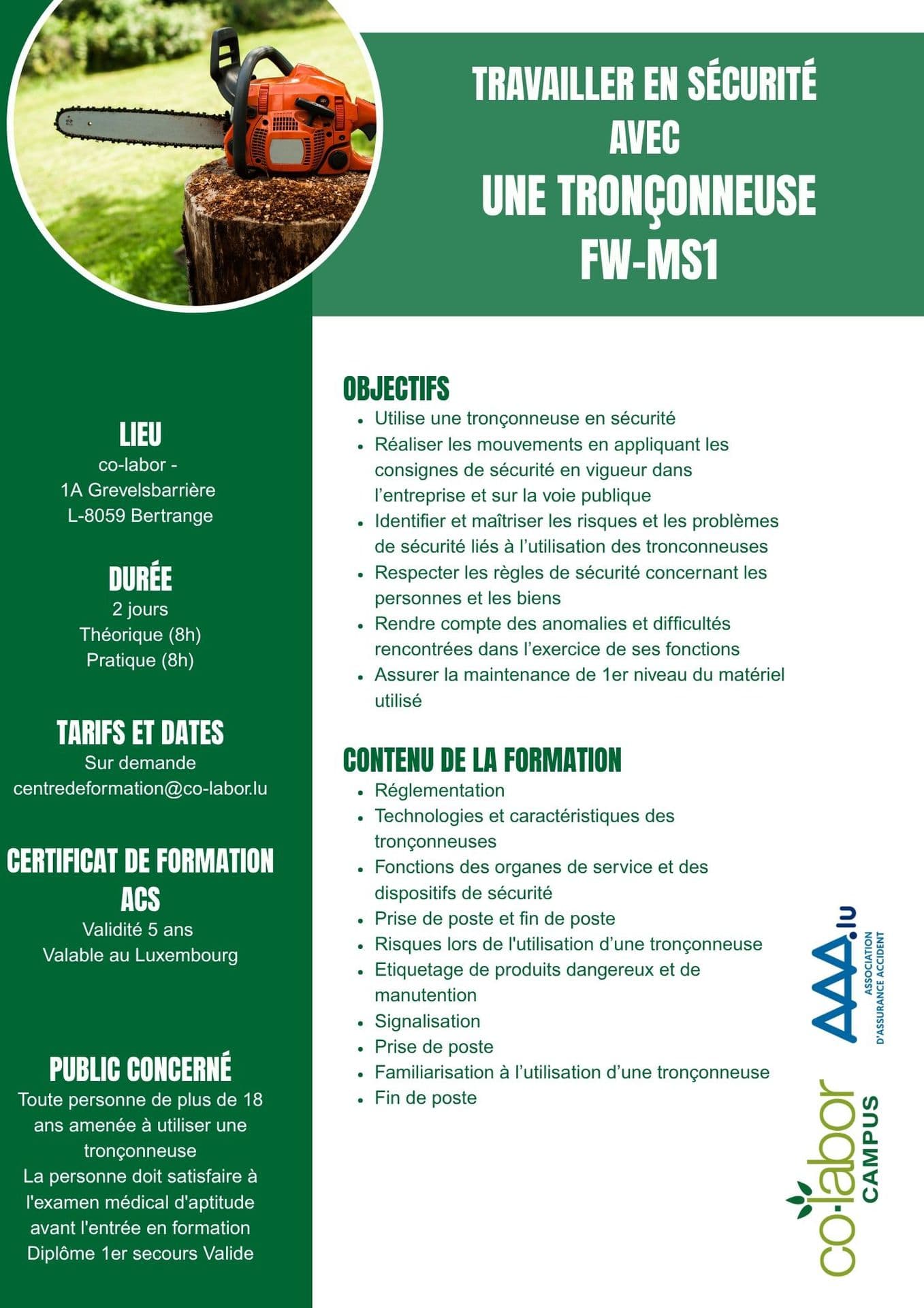 Formation tronçonneuse