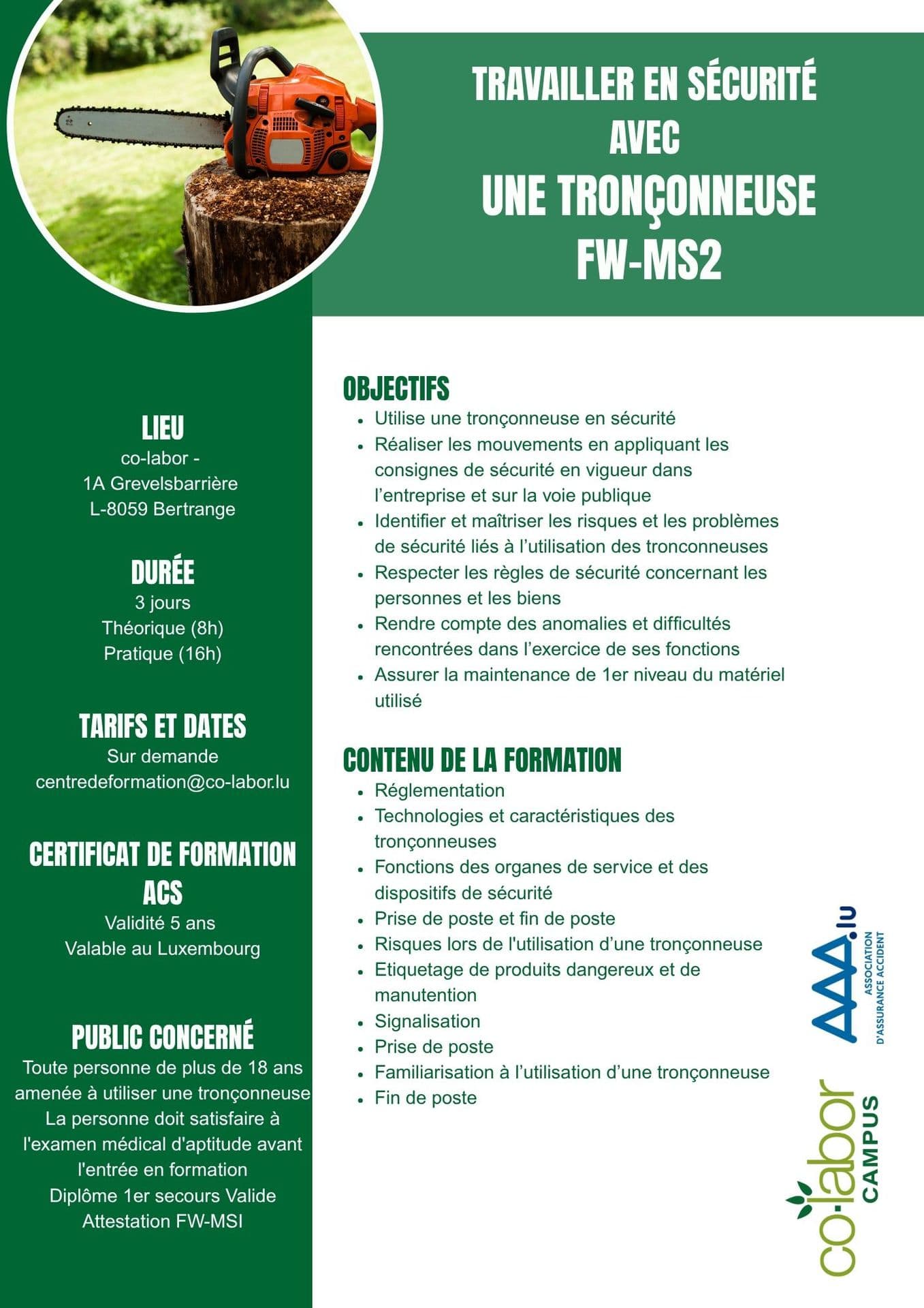 Formation tronçonneuse