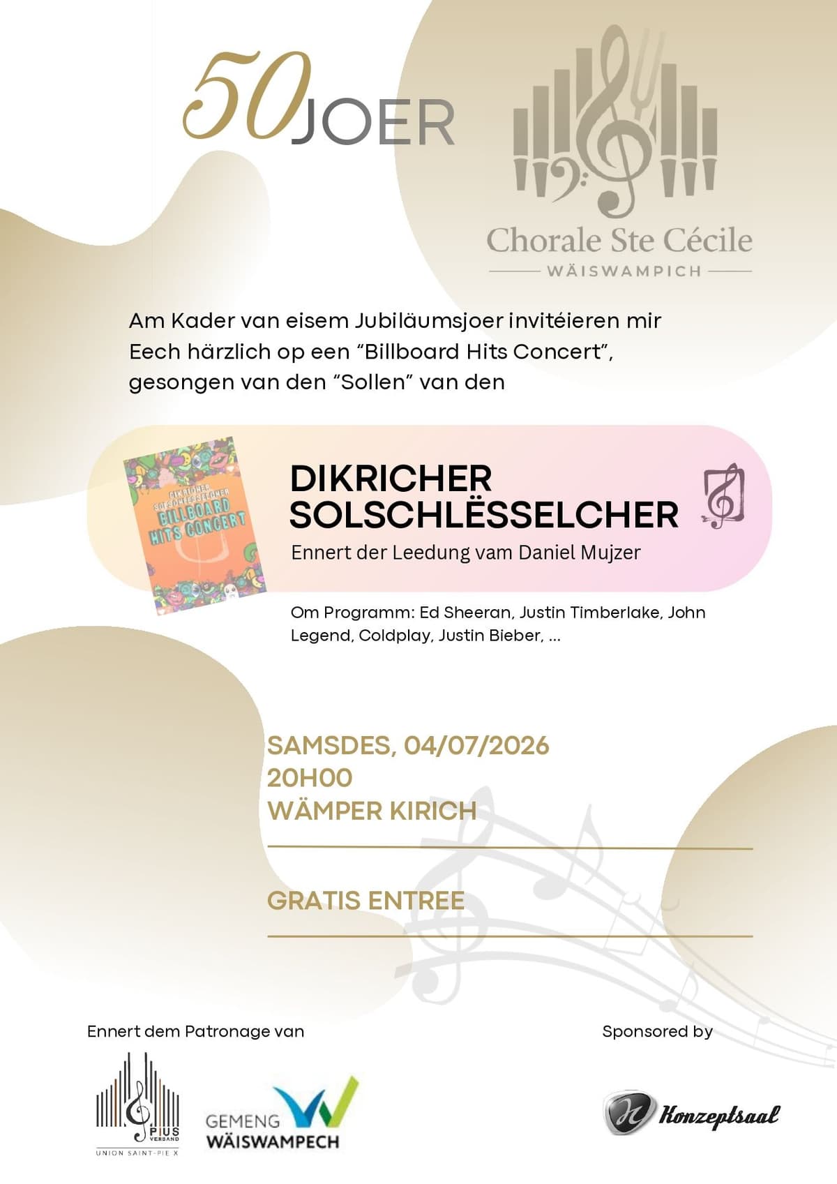 Chorale Ste Cécile - Concert Billboard Hits