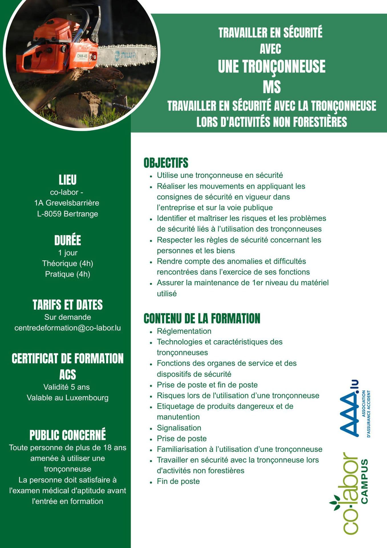 Formation tronçonneuse