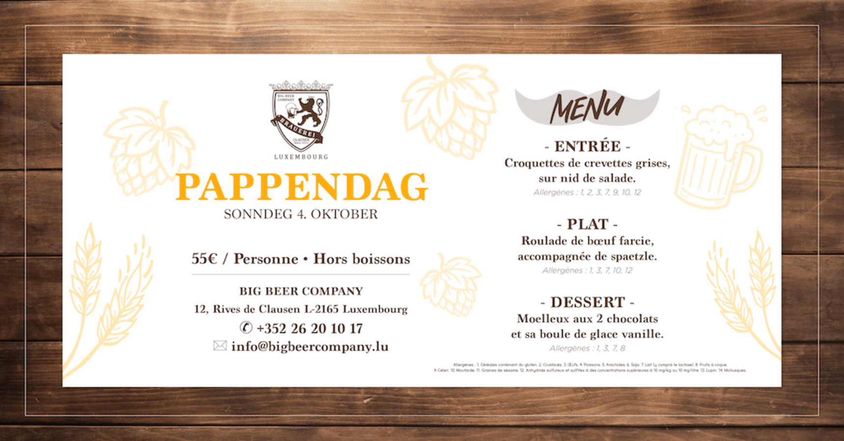 Menu Fête des Pères