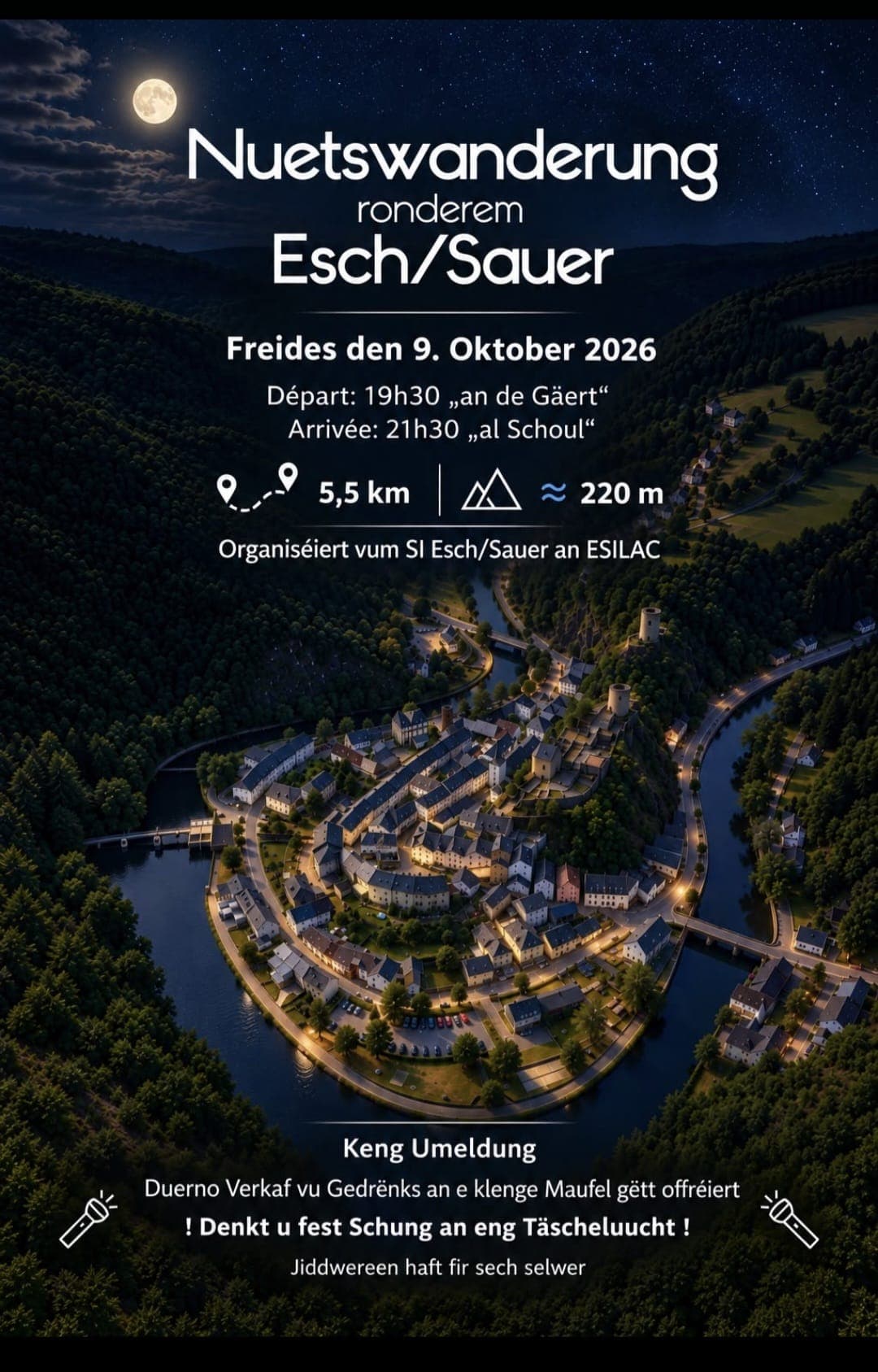 Night hike around Esch/Sauer