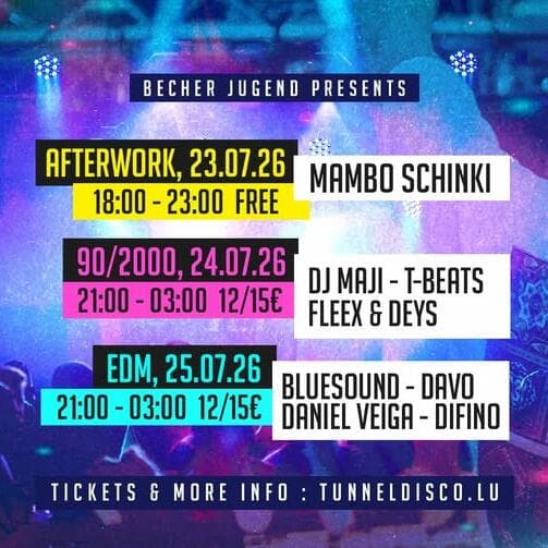 Tunneldisco 2026 - 3 DAYS - Afterwork & 90/2000 & EDM