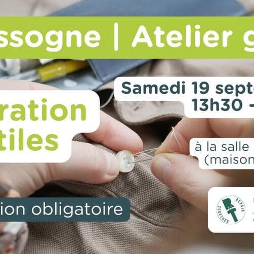 Atelier réparation textiles – Samedi 19 septembre 2026 – Nassogne (Maison médicale)