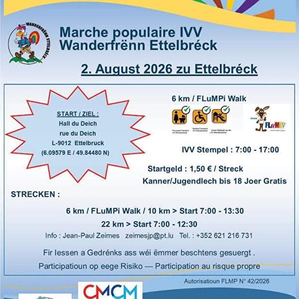 ETTELBRUCK FLMP IVV HIKING + FLuMPi-Walk (NEW START LOCATION)
