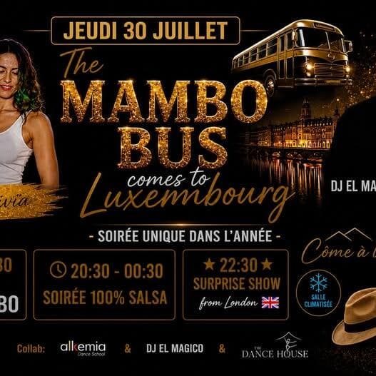 Unique Salsa Event in Luxembourg in collaboration with the Mambo Bus, stopping in Lux. 2 internation