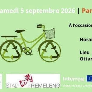 Information and bike repair workshop at Parc des Fenderies between Ottange and Rumelange