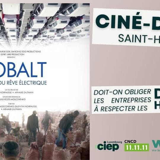 Film screening and debate in Saint-Hubert: « COBALT : l’envers du rêve électrique »