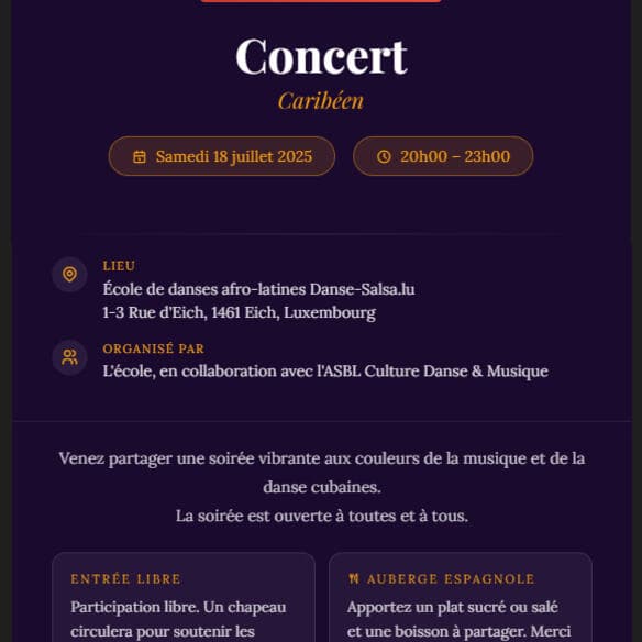 Concert de fin d'année caribéenne