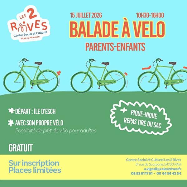 Balade à vélo Parents-Enfants – Mercredi 15 juillet 2026