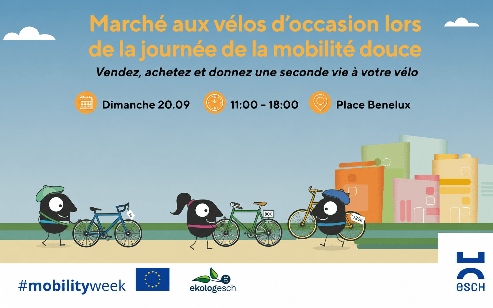 Second-hand bicycle market during the soft mobility day