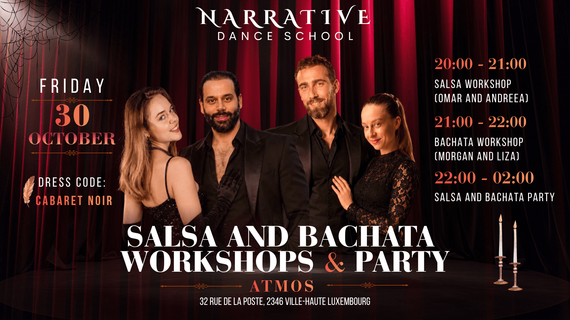 Salsa & Bachata Workshops + "Cabaret Noir" Party Night