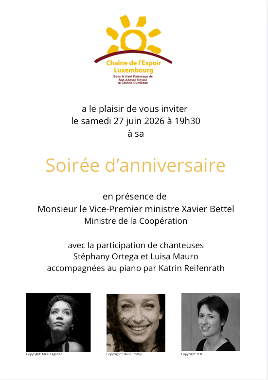 Come celebrate the 10th anniversary of Chaîne de l'Espoir Luxembourg!