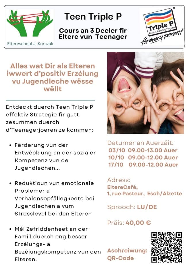 Teen Triple P - Cours en 2 parties pour parents d'adolescents