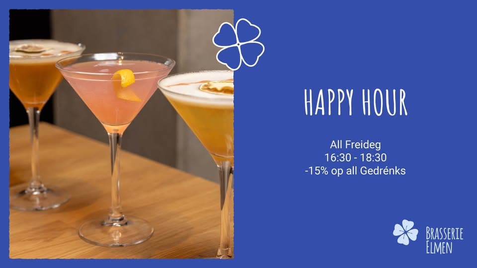 Happy Hour – Tous les vendredis à la Brasserie Elmen