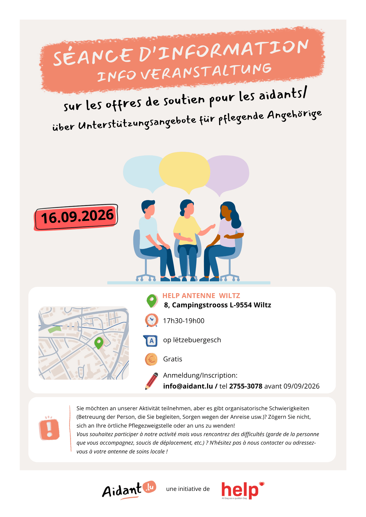 Information session on support services for caregivers