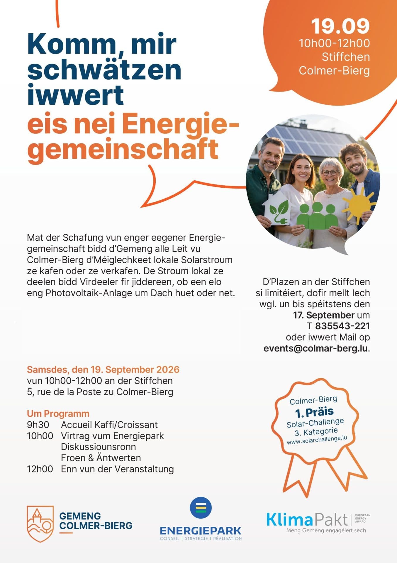 Komm, mir schwätzen iwwert eis nei Energiegemeinschaft