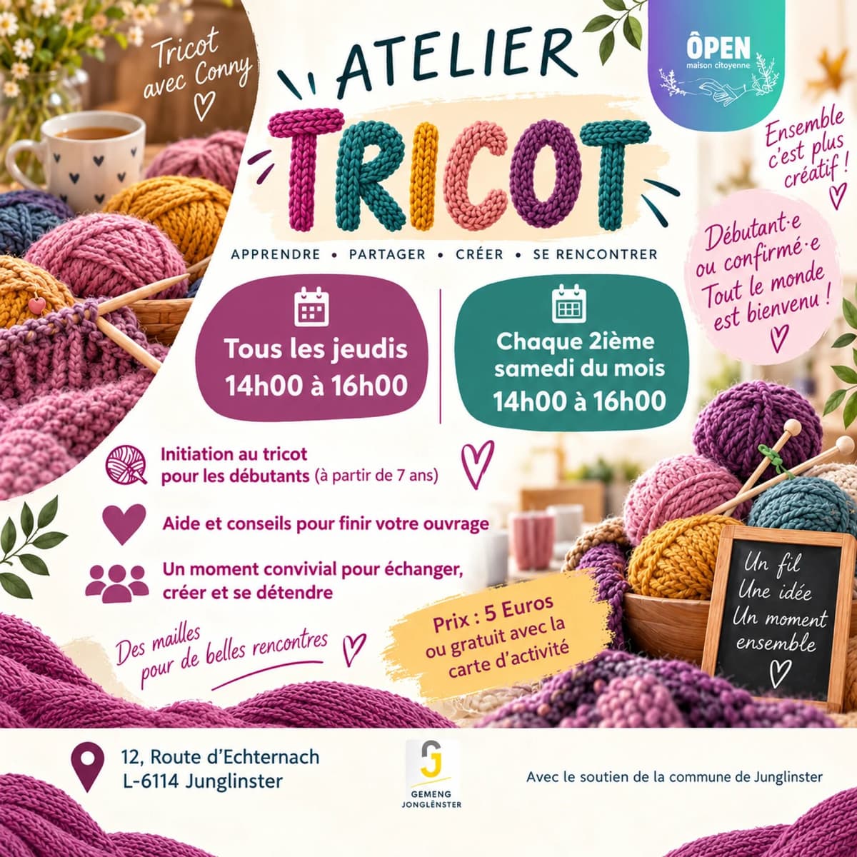 Atelier tricot avec Conny