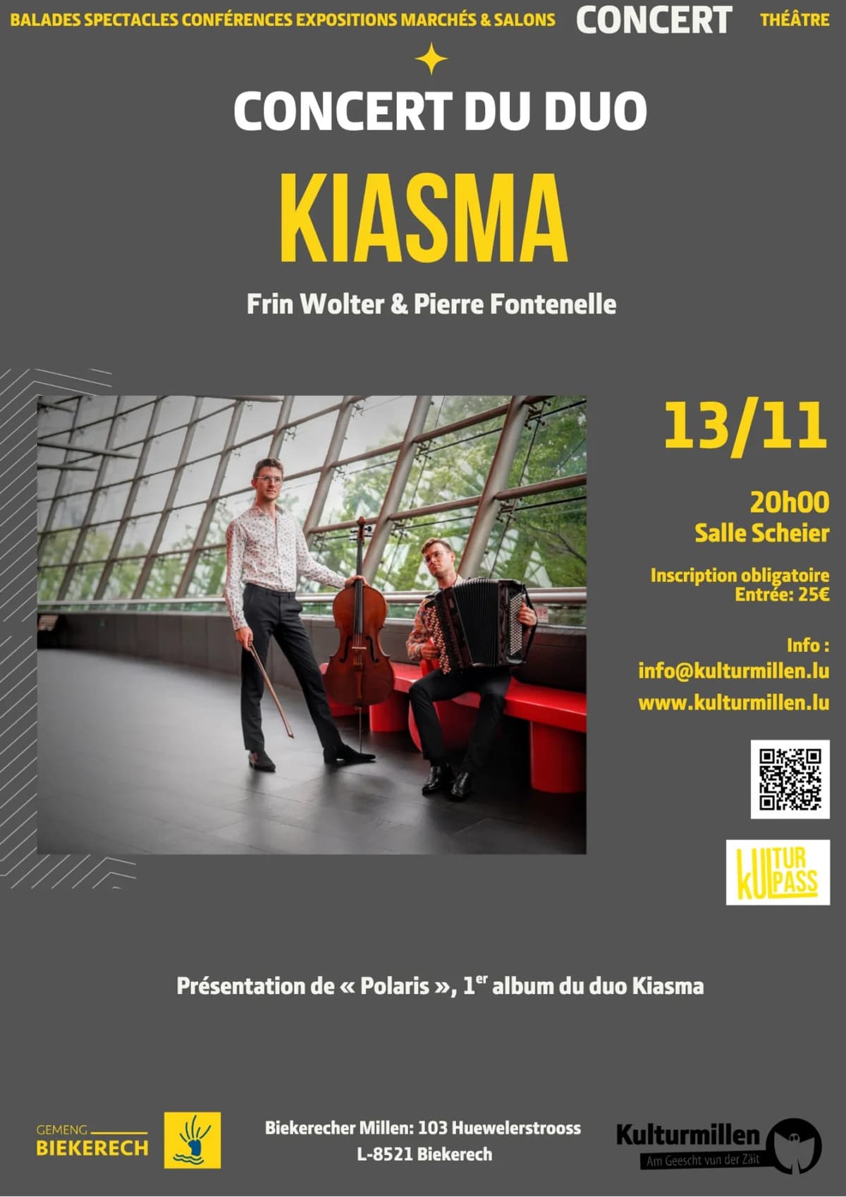 Concert du duo KIASMA (Frin Wolter & Pierre Fontenelle)