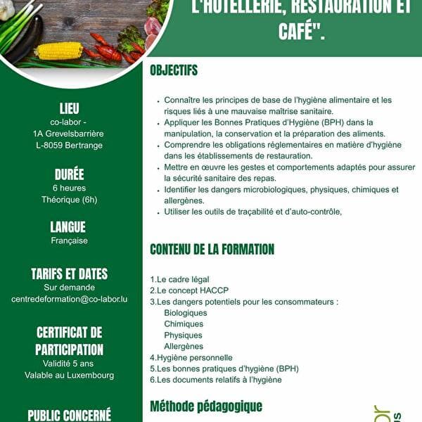 Good hygiene practices in the hospitality, catering, and café industries