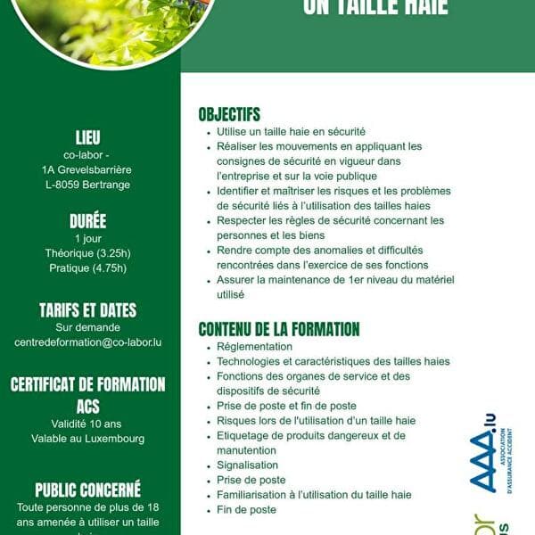 Formation taille haie