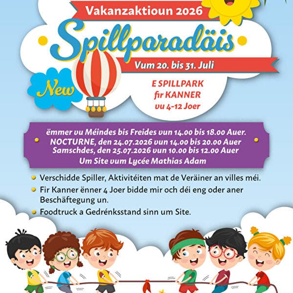 Vakanzaktioun 2026 – Play Paradise