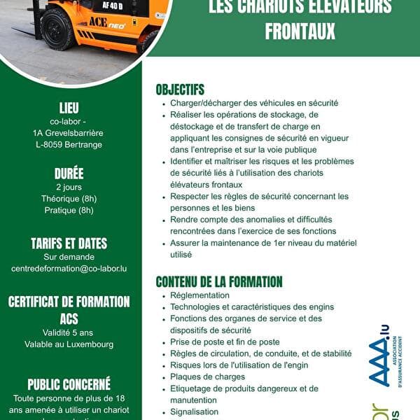 Formation chariots élévateurs